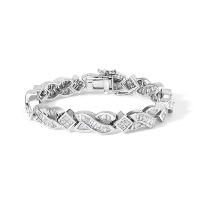 14K White Gold 8 1/5 Cttw Diamond Geometric Twisted Link Bracelet by Infinite Jewels