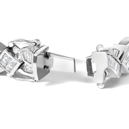 14K White Gold 8 1/5 Cttw Diamond Geometric Twisted Link Bracelet by Infinite Jewels