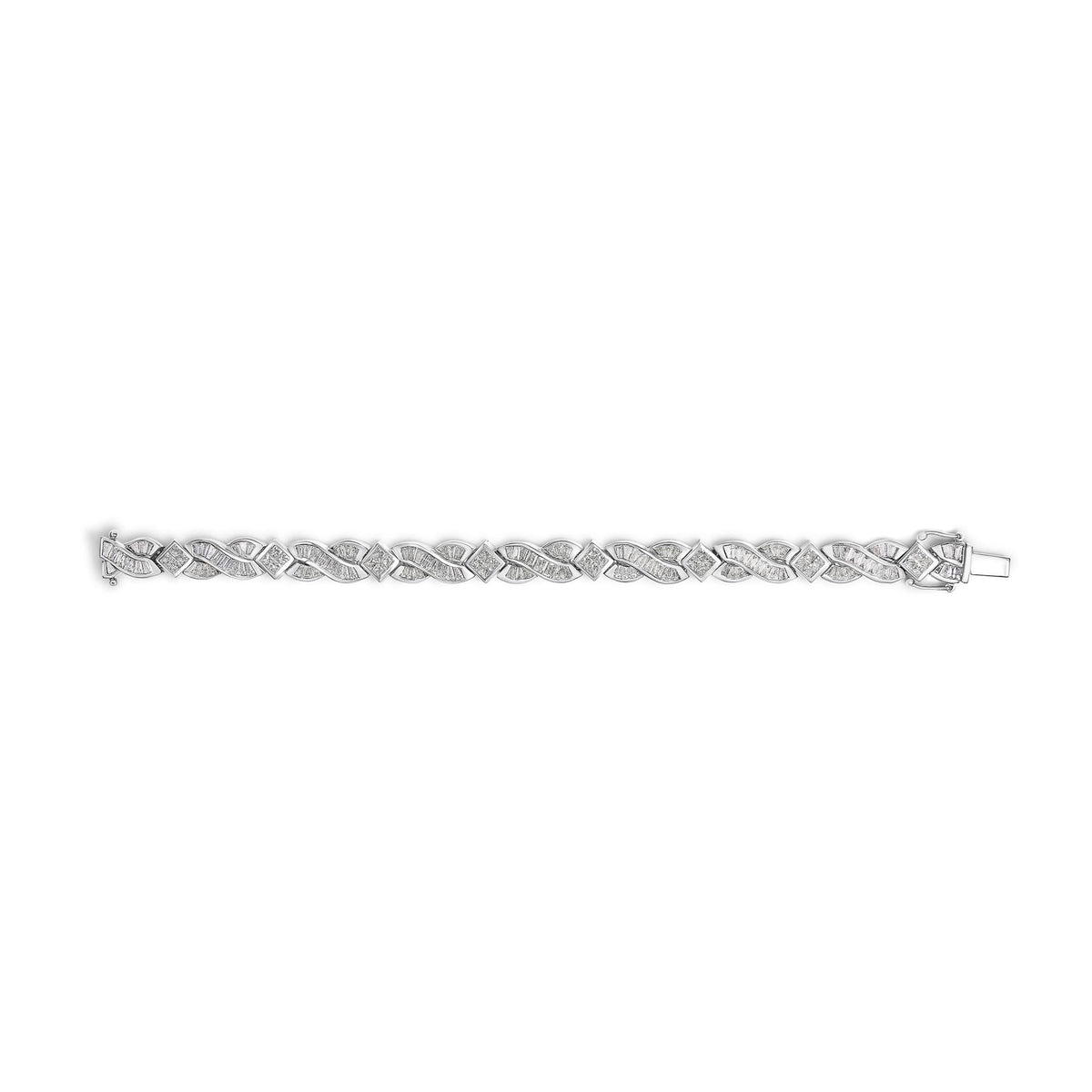 14K White Gold 8 1/5 Cttw Diamond Geometric Twisted Link Bracelet by Infinite Jewels
