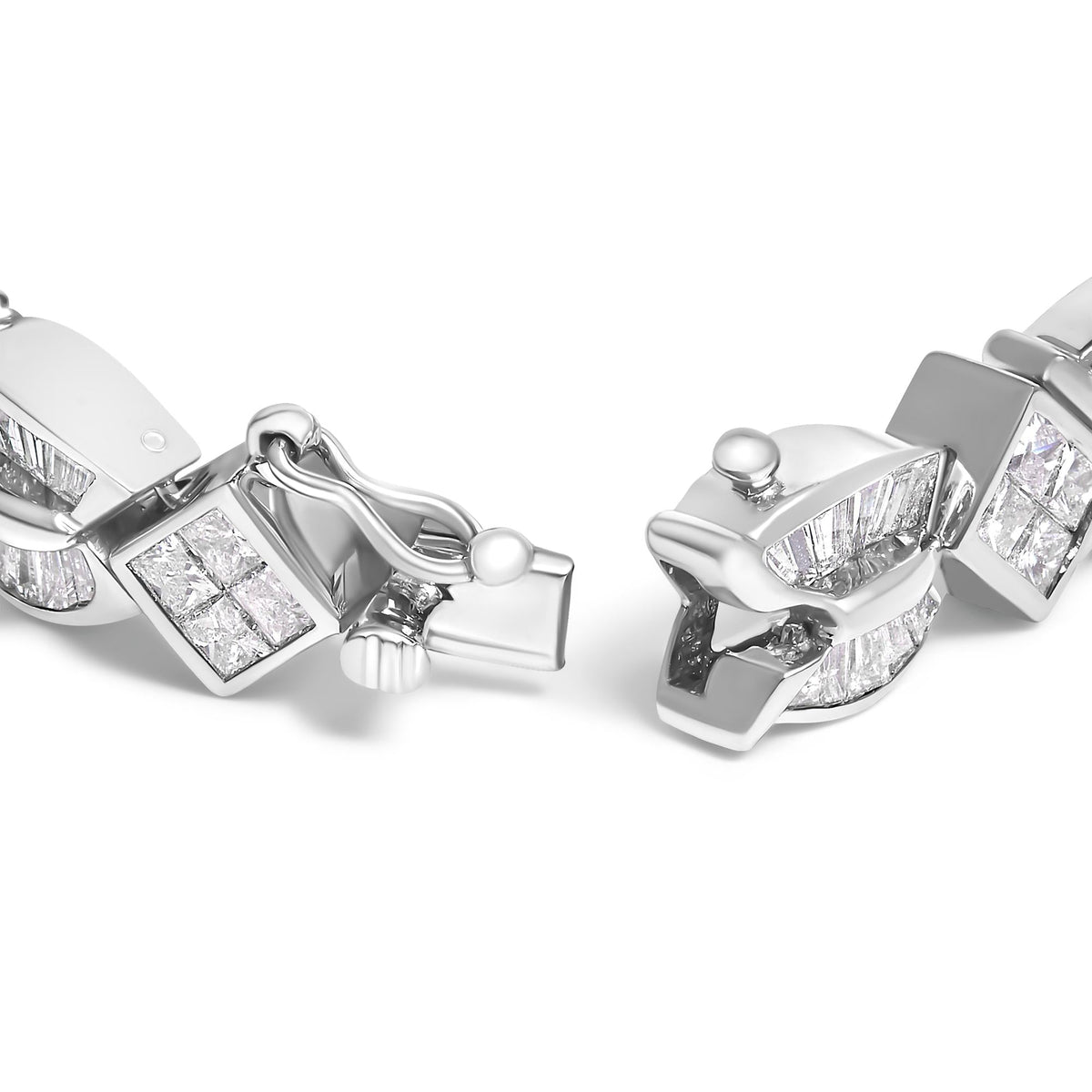 14K White Gold 8 5/8ct Cttw Princess and Baguette Diamond Geometric Twist Link Bracelet (G-H Color, VS1-VS2 Clarity) - 7" by Infinite Jewels
