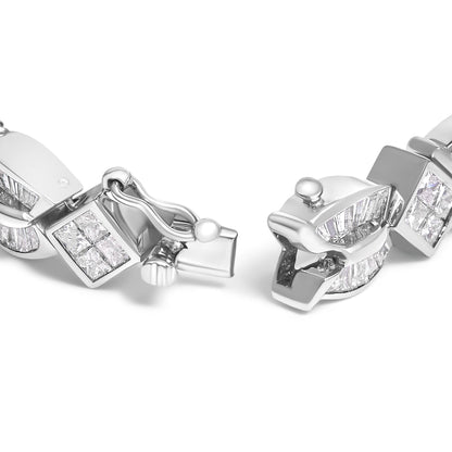 14K White Gold 8 5/8ct Cttw Princess and Baguette Diamond Geometric Twist Link Bracelet (G-H Color, VS1-VS2 Clarity) - 7" by Infinite Jewels