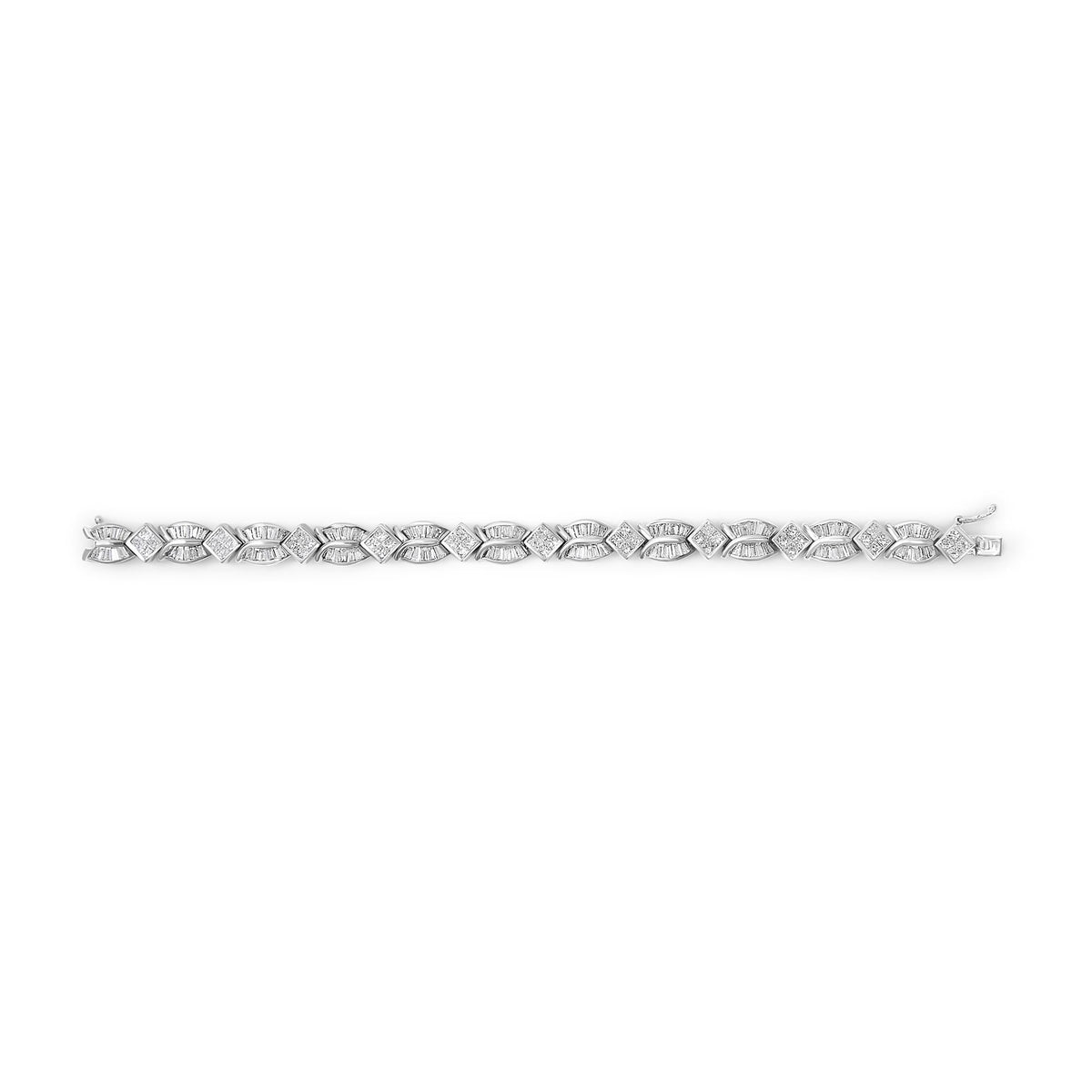 14K White Gold 8 5/8ct Cttw Princess and Baguette Diamond Geometric Twist Link Bracelet (G-H Color, VS1-VS2 Clarity) - 7" by Infinite Jewels
