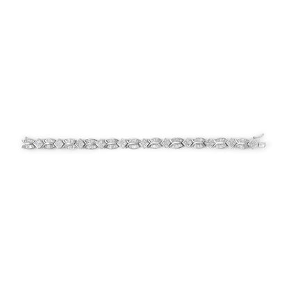 14K White Gold 8 5/8ct Cttw Princess and Baguette Diamond Geometric Twist Link Bracelet (G-H Color, VS1-VS2 Clarity) - 7" by Infinite Jewels