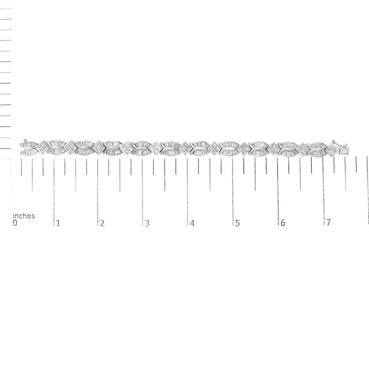 14K White Gold 8 5/8ct Cttw Princess and Baguette Diamond Geometric Twist Link Bracelet (G-H Color, VS1-VS2 Clarity) - 7" by Infinite Jewels