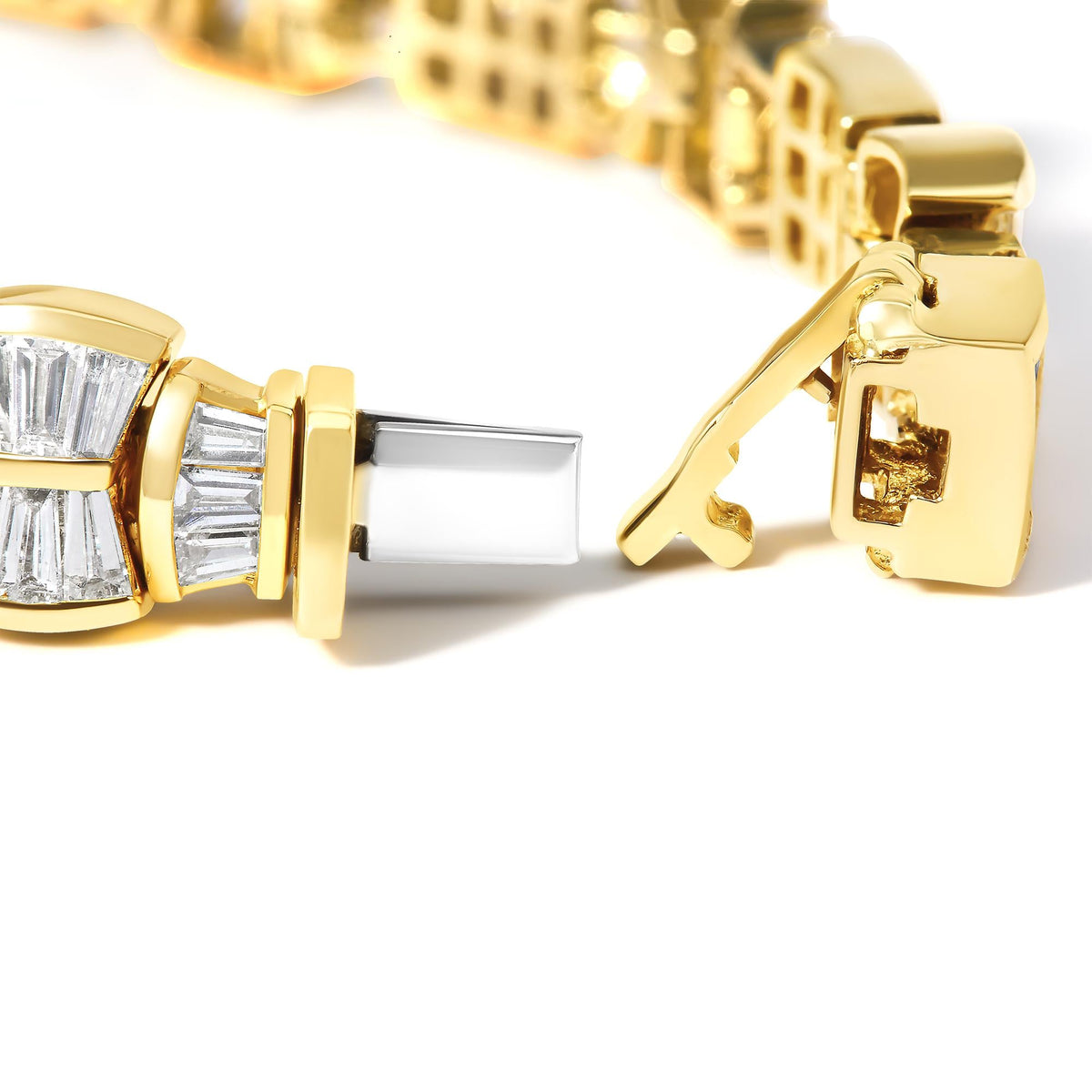 14K Yellow Gold 9 7/8 Cttw Princess and Baguette Diamond Bow and Box Link Tennis Bracelet (G-H Color, VS1-VS2 Clarity) - 7" Inches by Infinite Jewels