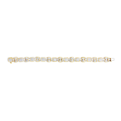14K Yellow Gold 9 7/8 Cttw Princess and Baguette Diamond Bow and Box Link Tennis Bracelet (G-H Color, VS1-VS2 Clarity) - 7" Inches by Infinite Jewels