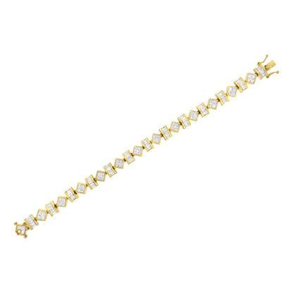 14K Yellow Gold Princess and Baguette Diamond Modern Link Bracelet(7.50 cttw,G-H Color,VS1-VS2 Clarity) by Infinite Jewels