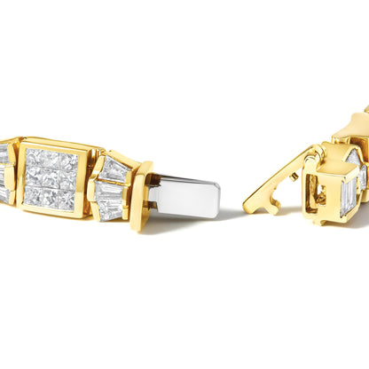 14K Yellow Gold 9.0 Cttw Diamond Alternating Bow and Box Link Bracelet (G-H Color, VS1-VS2 Clarity)- 7" by Infinite Jewels