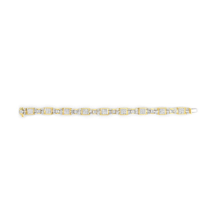 14K Yellow Gold 9.0 Cttw Diamond Alternating Bow and Box Link Bracelet (G-H Color, VS1-VS2 Clarity)- 7" by Infinite Jewels