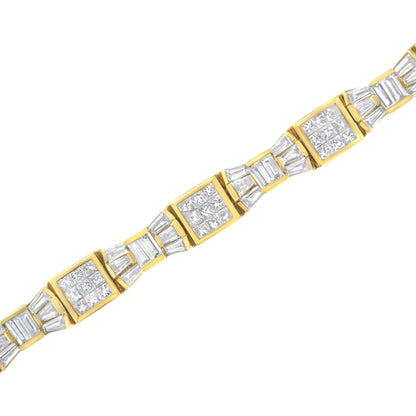 14K Yellow Gold 9.0 Cttw Diamond Alternating Bow and Box Link Bracelet (G-H Color, VS1-VS2 Clarity)- 7" by Infinite Jewels