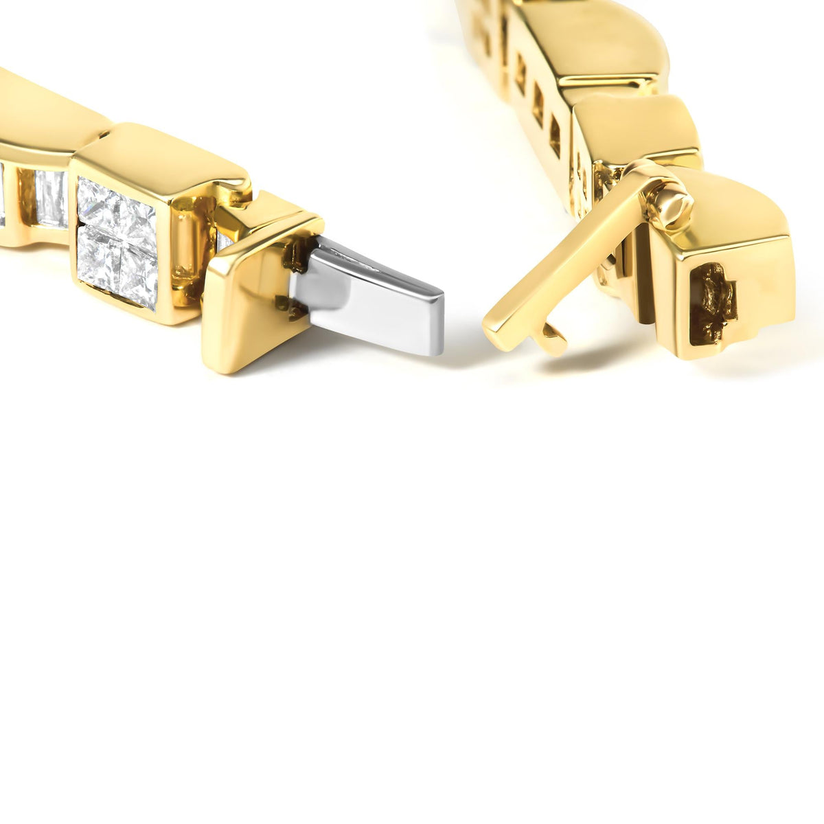 14K Yellow Gold 7.0 Cttw Baguette Cut Diamond Alternating Box and Wave Link Bracelet (G-H Color, VS1-VS2 Clarity) - 7" Inches by Infinite Jewels