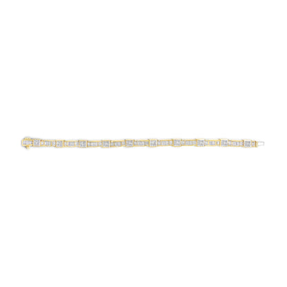 14K Yellow Gold 7.0 Cttw Baguette Cut Diamond Alternating Box and Wave Link Bracelet (G-H Color, VS1-VS2 Clarity) - 7" Inches by Infinite Jewels