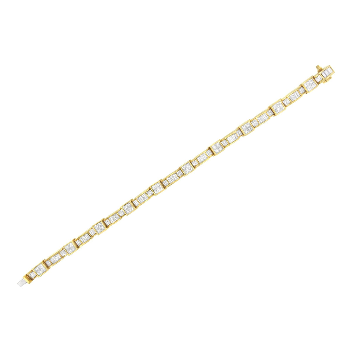 14K Yellow Gold 7.0 Cttw Baguette Cut Diamond Alternating Box and Wave Link Bracelet (G-H Color, VS1-VS2 Clarity) - 7" Inches by Infinite Jewels