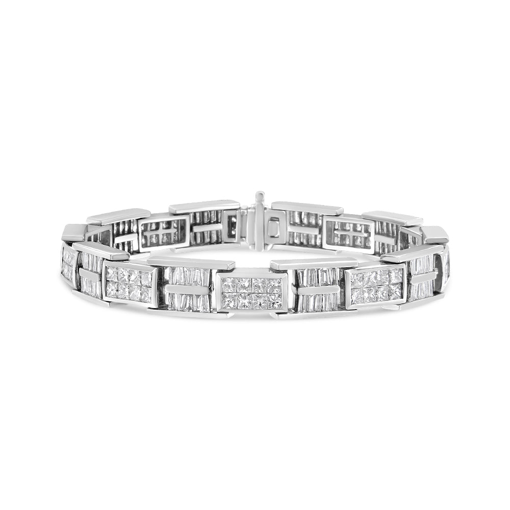 14K White Gold 10 5/8 Cttw Diamond Panel Link Bracelet - 7" Inches by Infinite Jewels