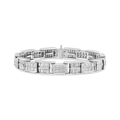 14K White Gold 10 5/8 Cttw Diamond Panel Link Bracelet - 7" Inches by Infinite Jewels