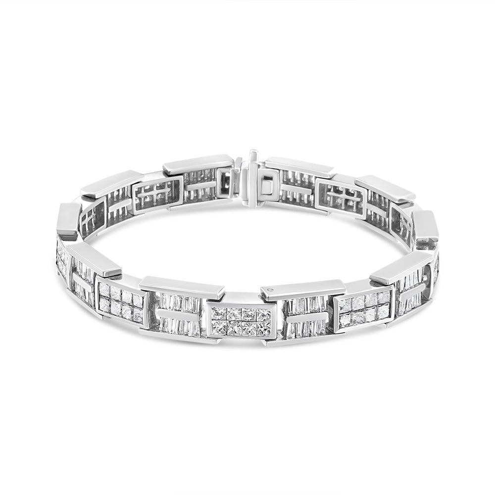 14K White Gold 10 5/8 Cttw Diamond Panel Link Bracelet - 7" Inches by Infinite Jewels