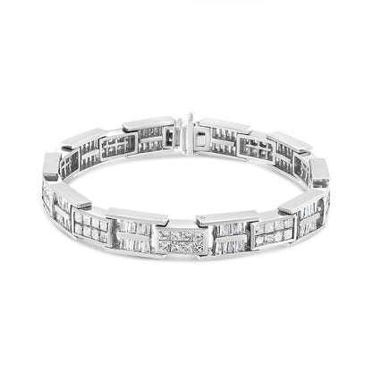 14K White Gold 10 5/8 Cttw Diamond Panel Link Bracelet - 7" Inches by Infinite Jewels