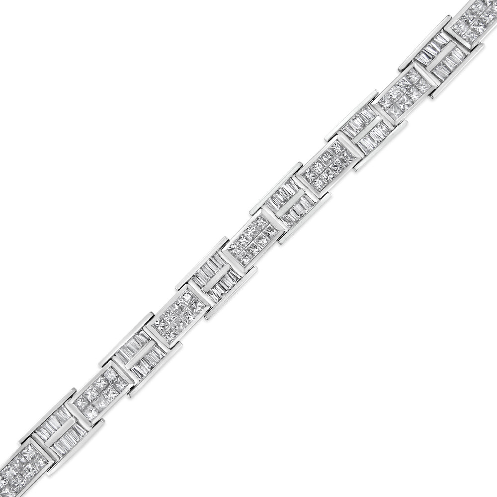 14K White Gold 10 5/8 Cttw Diamond Panel Link Bracelet - 7" Inches by Infinite Jewels