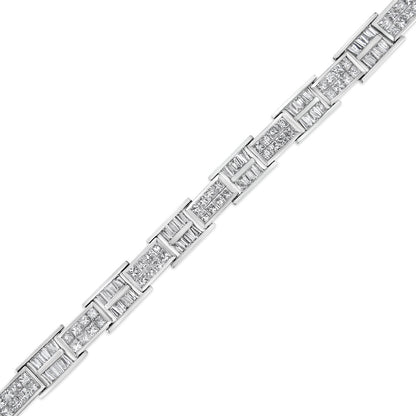 14K White Gold 10 5/8 Cttw Diamond Panel Link Bracelet - 7" Inches by Infinite Jewels