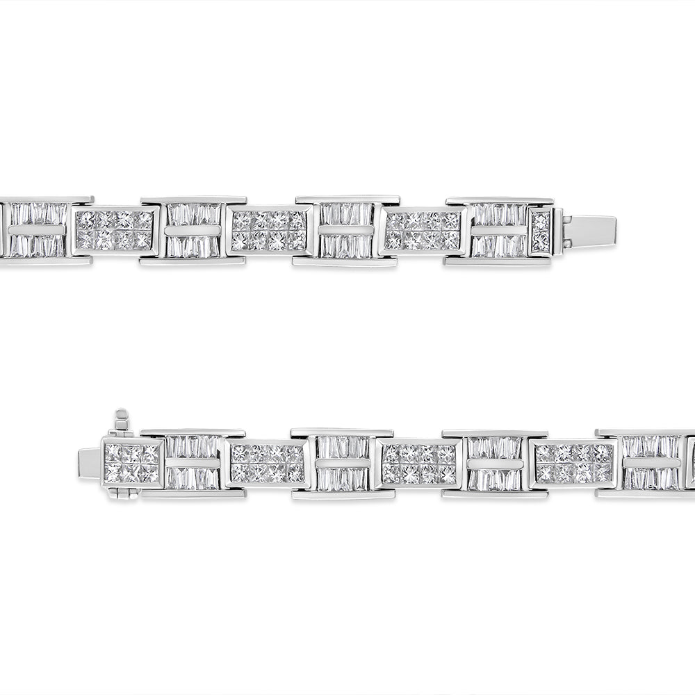 14K White Gold 10 5/8 Cttw Diamond Panel Link Bracelet - 7" Inches by Infinite Jewels