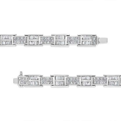 14K White Gold 10 5/8 Cttw Diamond Panel Link Bracelet - 7" Inches by Infinite Jewels