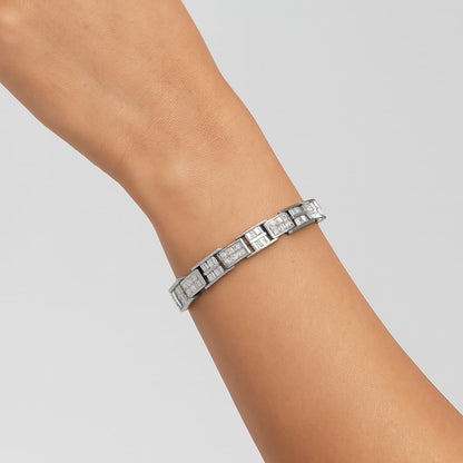 14K White Gold 10 5/8 Cttw Diamond Panel Link Bracelet - 7" Inches by Infinite Jewels
