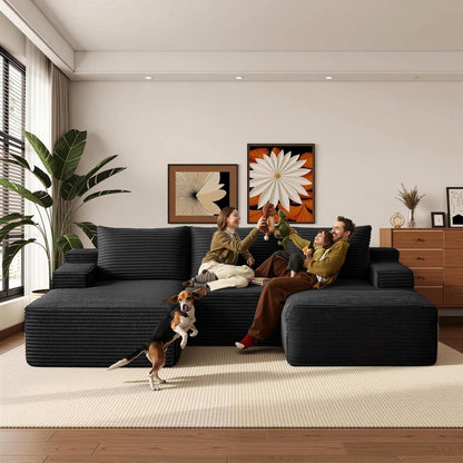 Black 96-Inch U-Shape Contemporary Modular Sectional Sofa by ShipItFurniture