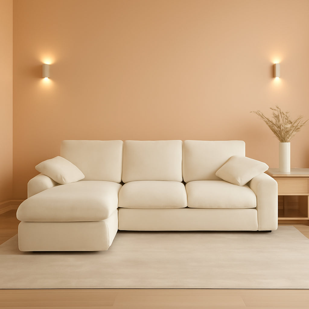 98.4Inch Cloud Modular Sectional Sofa Beige Chaise by ShipItFurniture