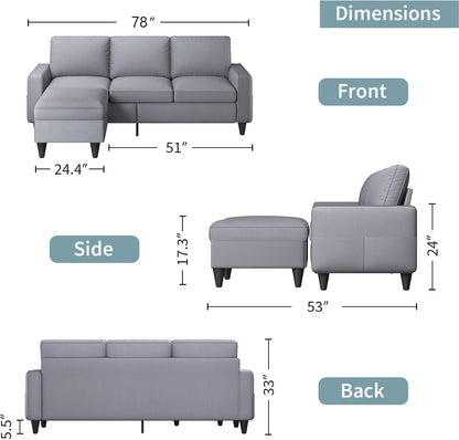 Contemporary Gray Sectional Sofa With Storage Ottoman by ShipItFurniture