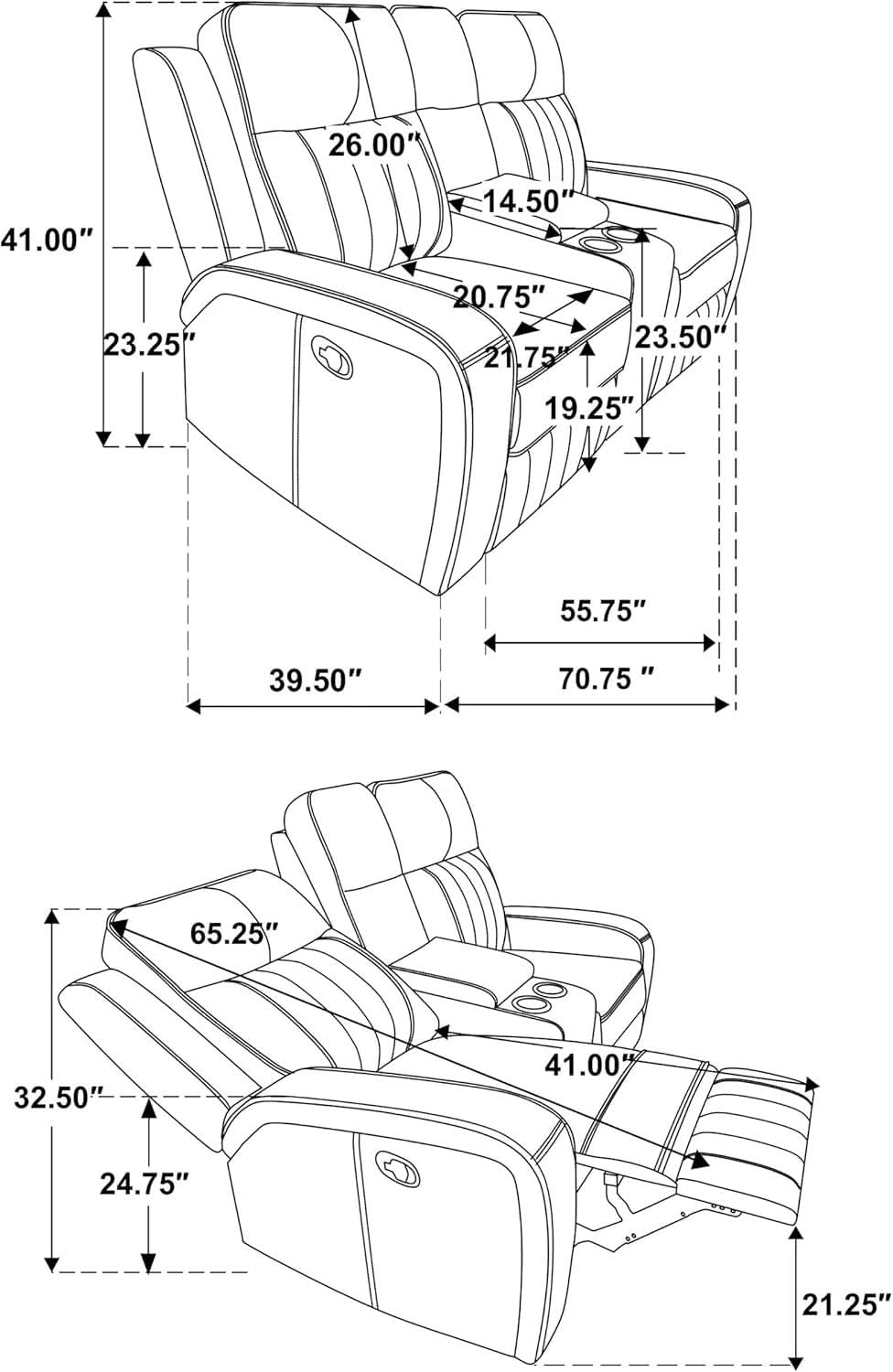 Gray Faux Leather Reclining Loveseat With Manual Recline by ShipItFurniture
