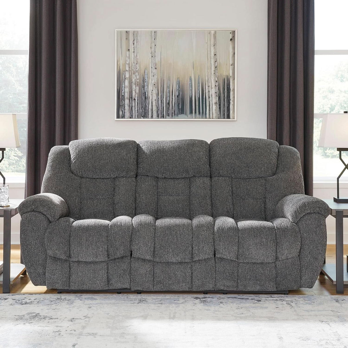 Gray Manual Reclining Sofa Stain Resistant Upholstery by ShipItFurniture