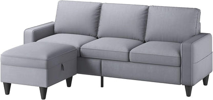 Contemporary Gray Sectional Sofa With Storage Ottoman by ShipItFurniture