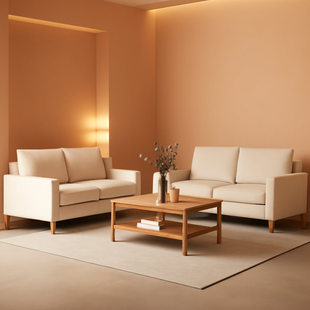 Beige Chenille Sleeper Sofa Three-Seater Loveseat Set by ShipItFurniture