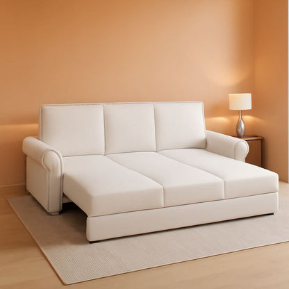 King Size Multifunctional Sleeper Sofa Beige Velvet by ShipItFurniture
