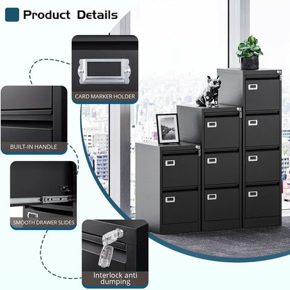 Four Drawer Filing Cabinet With Lock For Home Office by ShipItFurniture