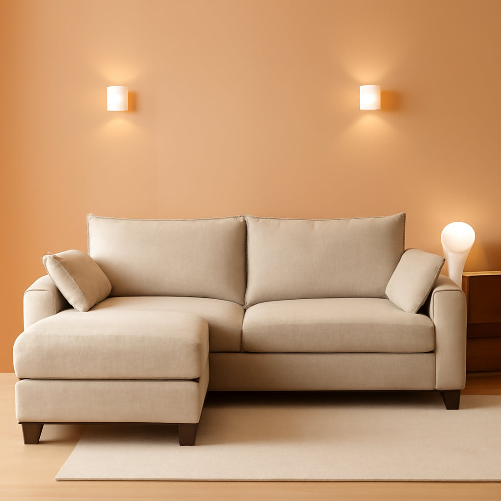 Eighty SixInch Length L Shaped Elegant Sectional Sofa Khaki by ShipItFurniture