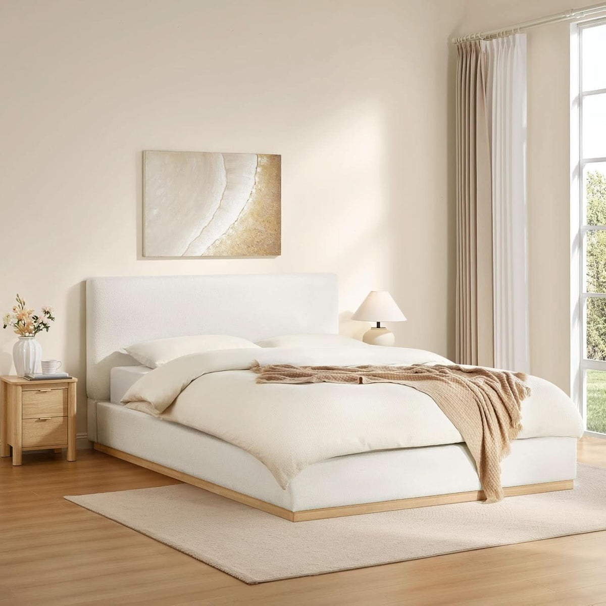 Queen Size Luxurious Upholstered Platform Bed Frame by ShipItFurniture