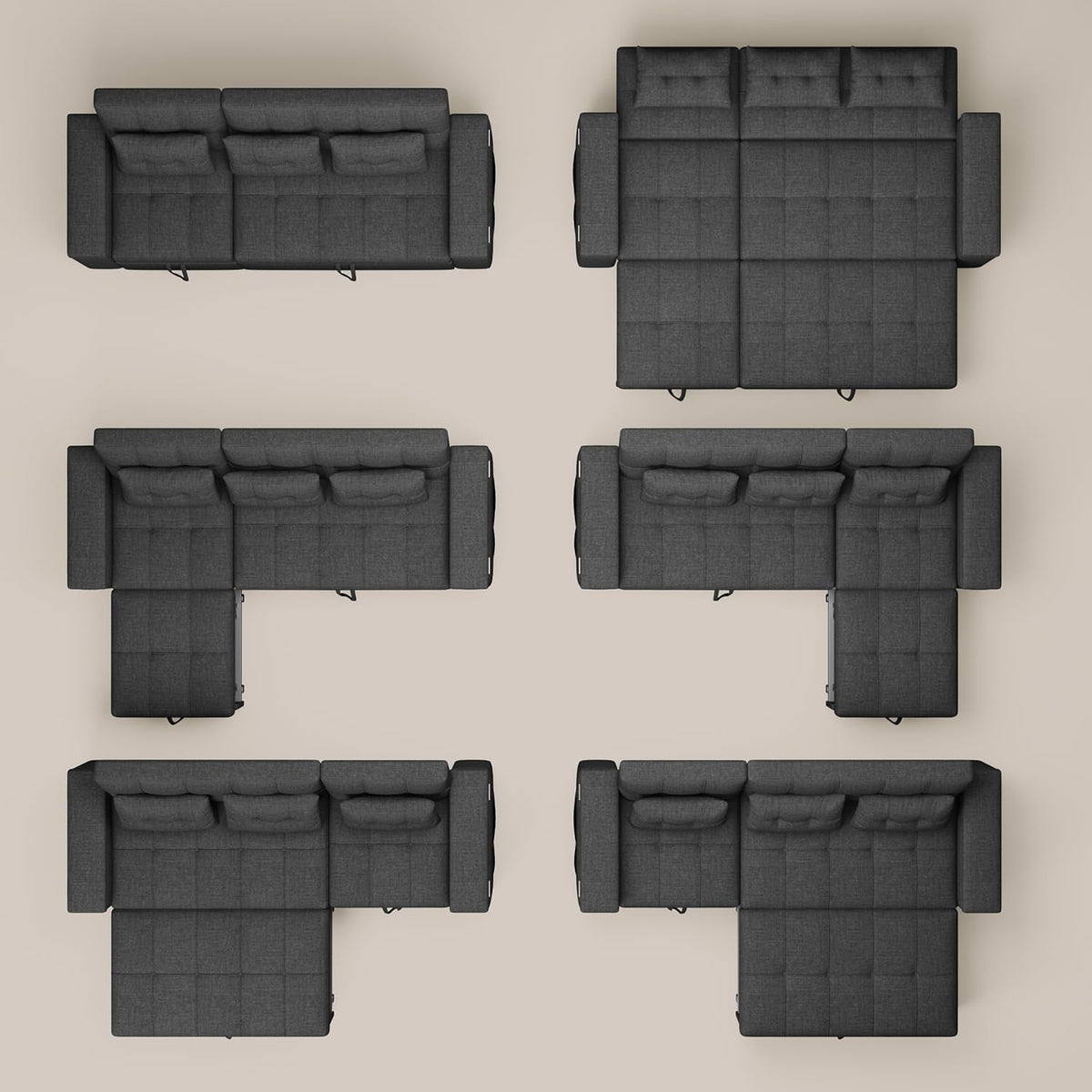 87 Inch Convertible Sofa Bed With Adjustable Backrest by ShipItFurniture