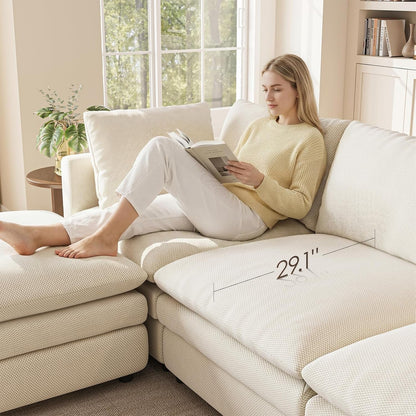 NinetySevenInch L Shaped Modular Sectional Sofa Beige by ShipItFurniture