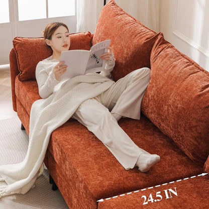 Velvet Orange 135 Modular Sectional Sofa Storage Ottoman by ShipItFurniture