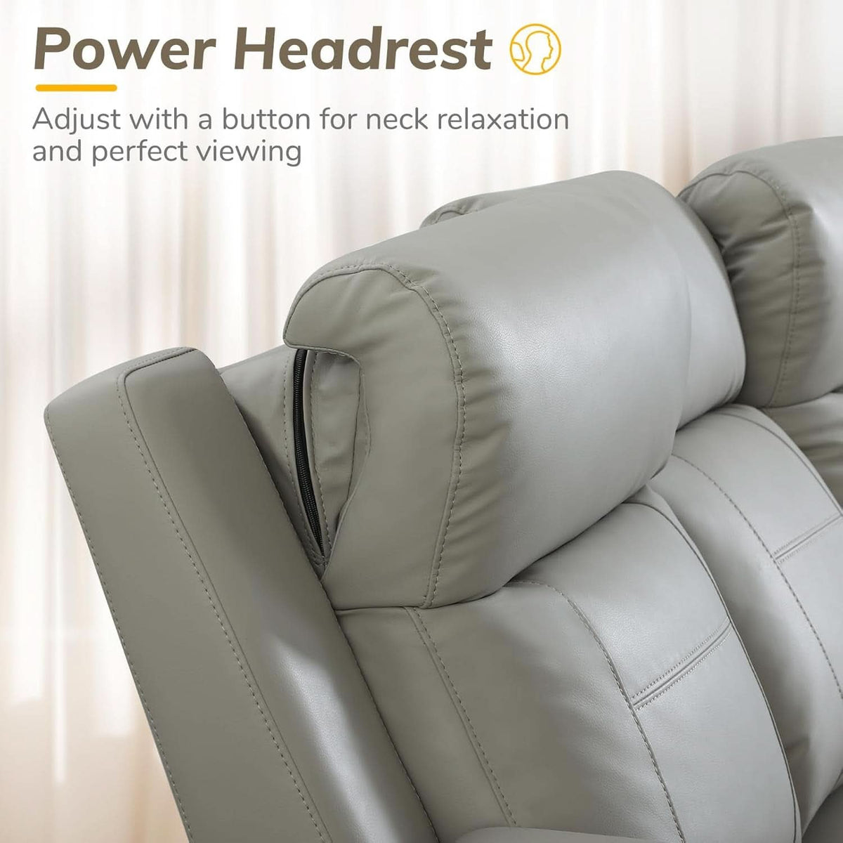 Power Recliner Sofa With Adjustable Headrest USB Charging by ShipItFurniture