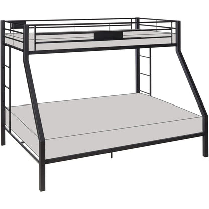 Twin XL Queen Bunk Bed In Sandy Black Finish Metal Slats by ShipItFurniture