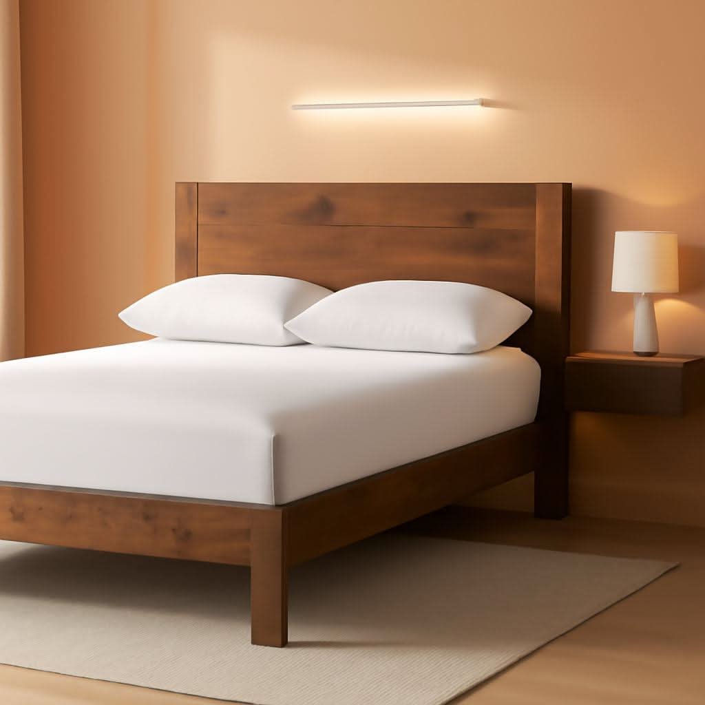 Queen Size Solid Wood Platform Bed Frame With Headboard by ShipItFurniture