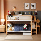 Full Over Full Bunk Bed White Wood Finish Trundle Storage by ShipItFurniture