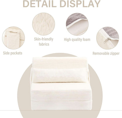 Multifunctional Sleeper Sofa Bed Single Size Beige by ShipItFurniture
