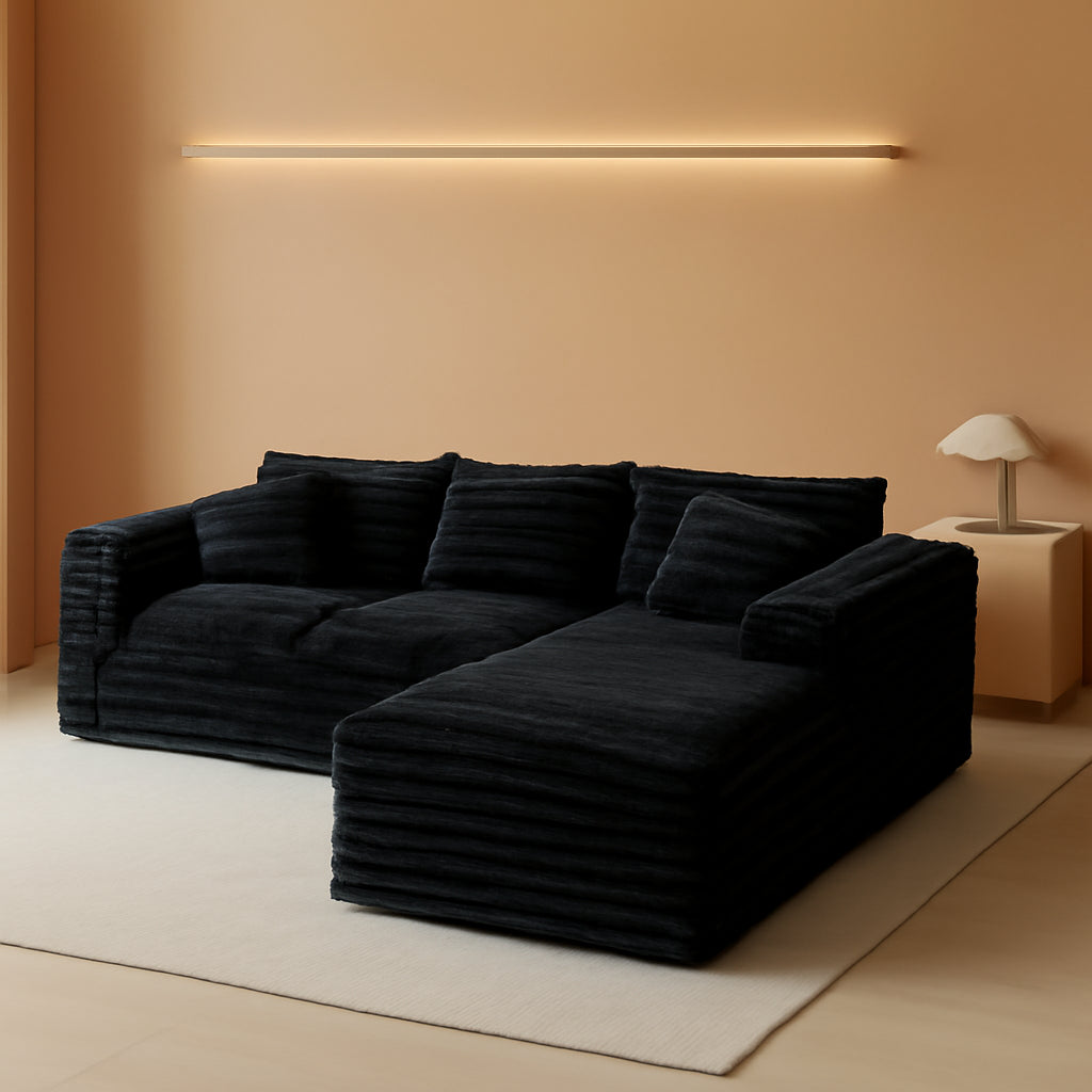 103Inch L Shaped Modular Sectional Sofa Ebony Velvet by ShipItFurniture