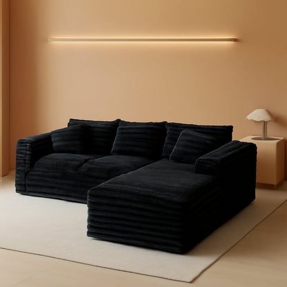 103Inch L Shaped Modular Sectional Sofa Ebony Velvet by ShipItFurniture