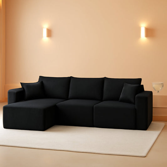 Luxurious Corduroy 108 Inch L Shaped Sofa Memory Foam by ShipItFurniture