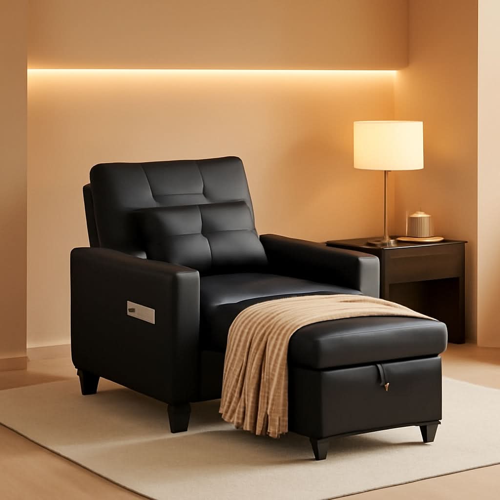 Black Multifunctional Sleeper Chair Sofa Bed Usb Ports by ShipItFurniture