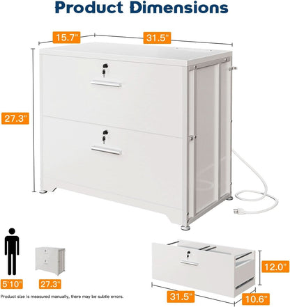 Lockable File Cabinet With Charging Station For Home Office by ShipItFurniture